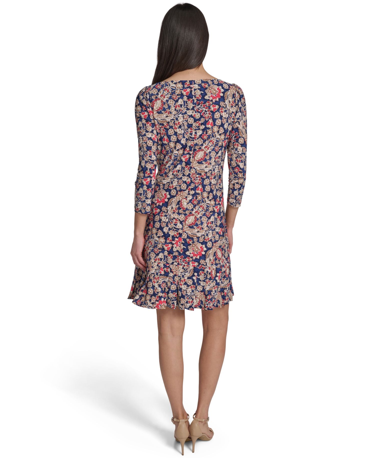 Women's Boat Neck Pleated Hem Dress