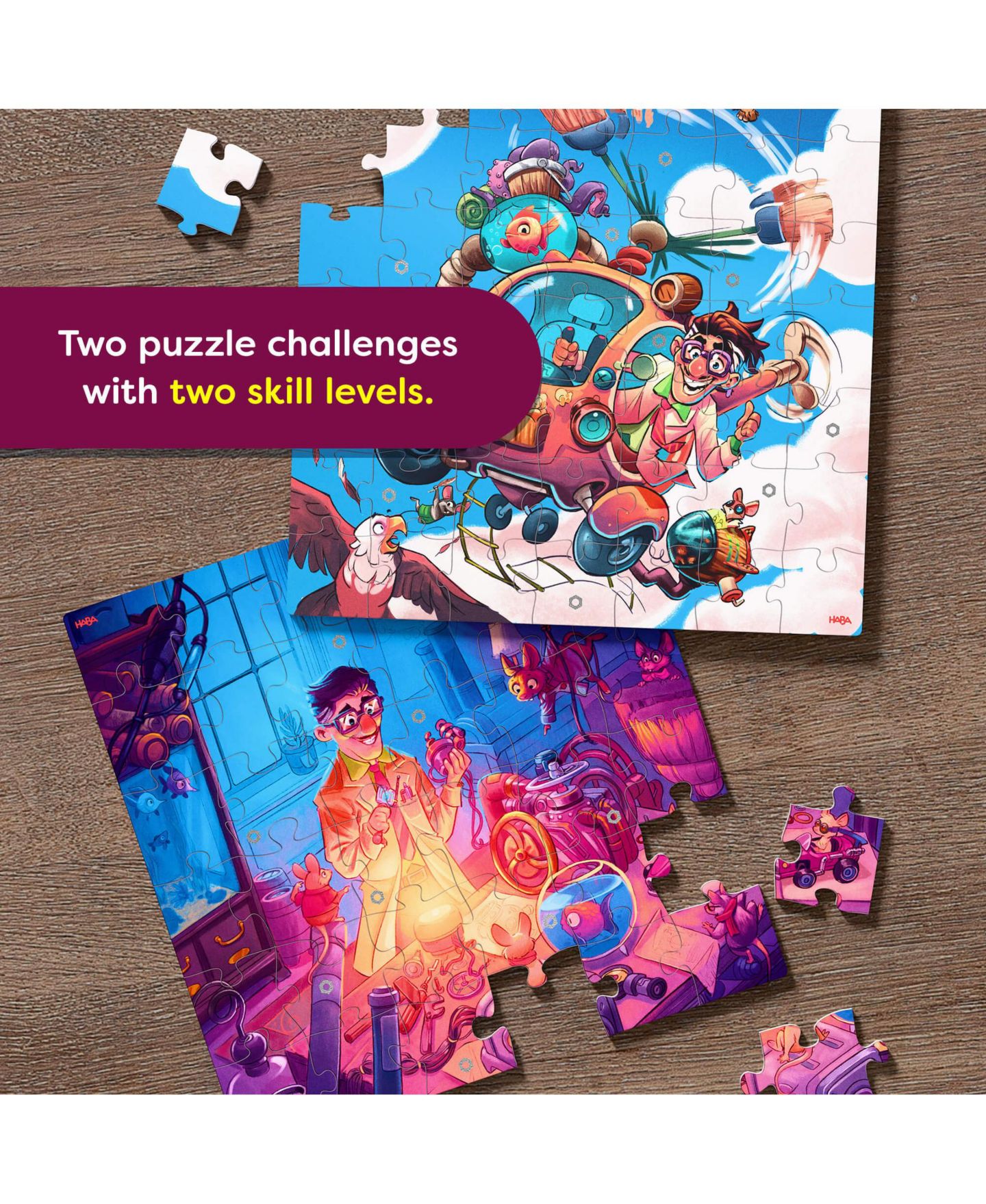 Детская настольная игра Haba Puzzle Memory Crazy Copter Two-Puzzle Board Game, Ages 5+, цвет: Синий — фото 2