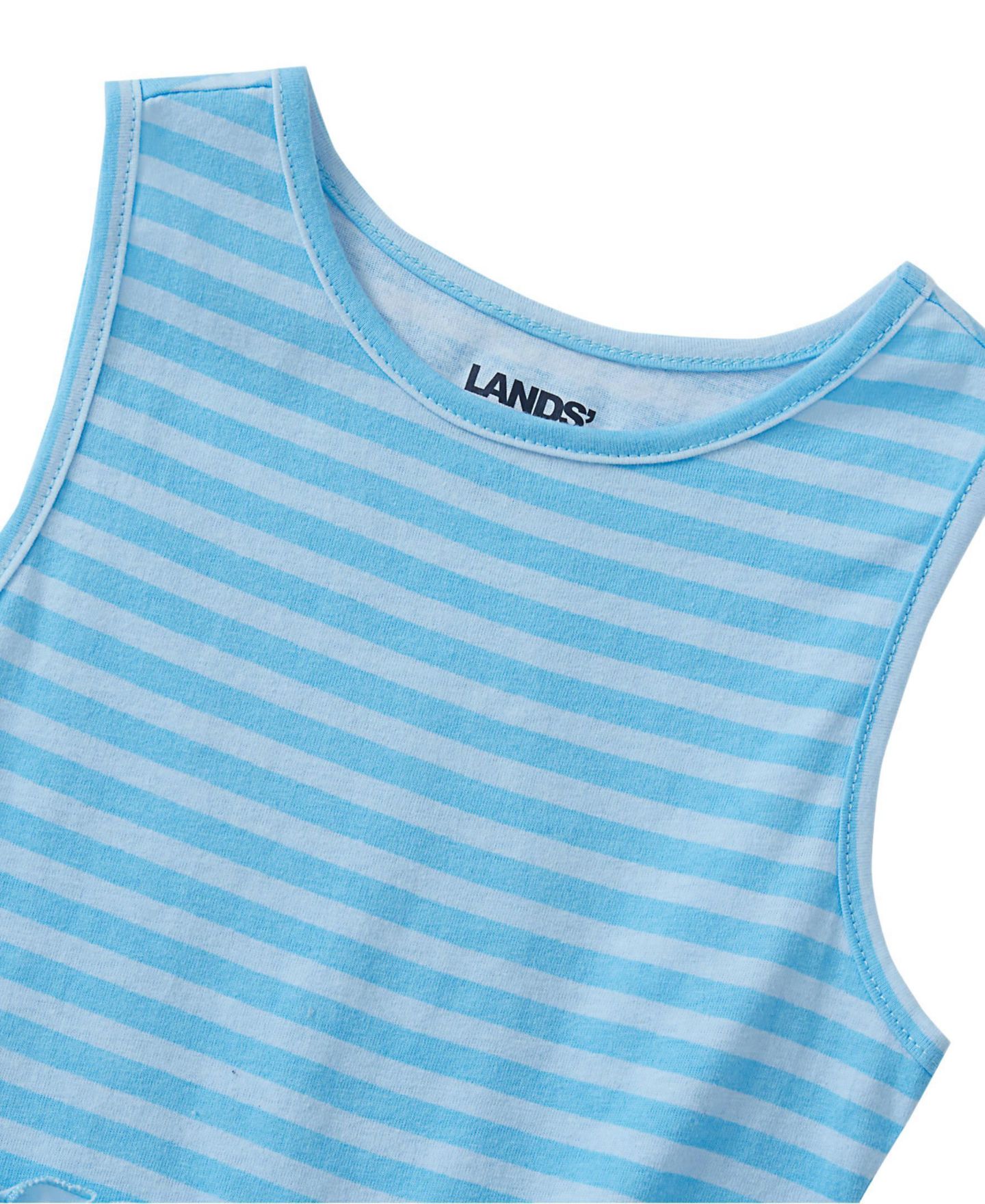 Детский топ Lands' End Girls Tunic Tank Top, цвет: Светлый синий полосатый — фото 2