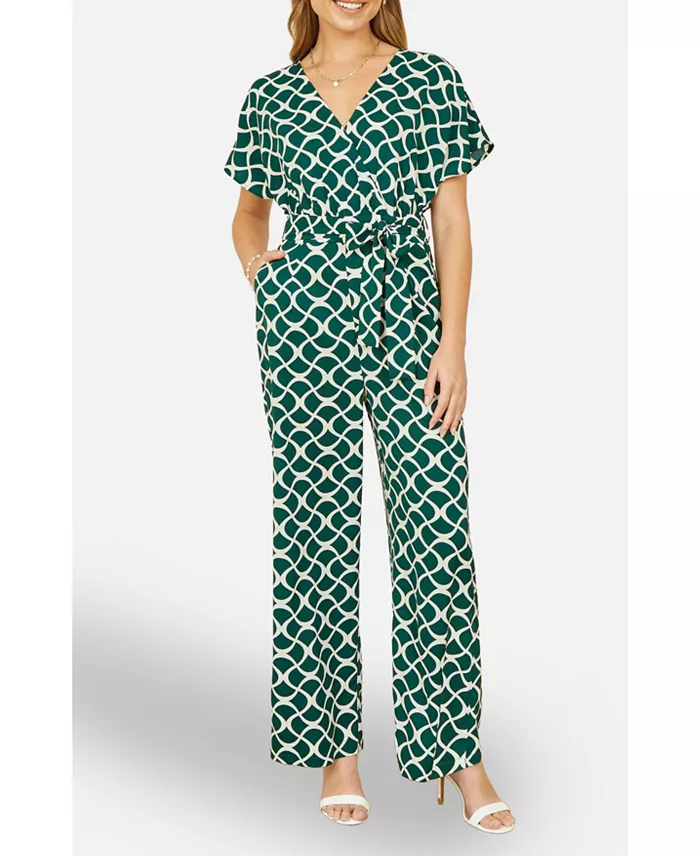 Women's Geometric Print Wrap Jumpsuit - thumbnail 3