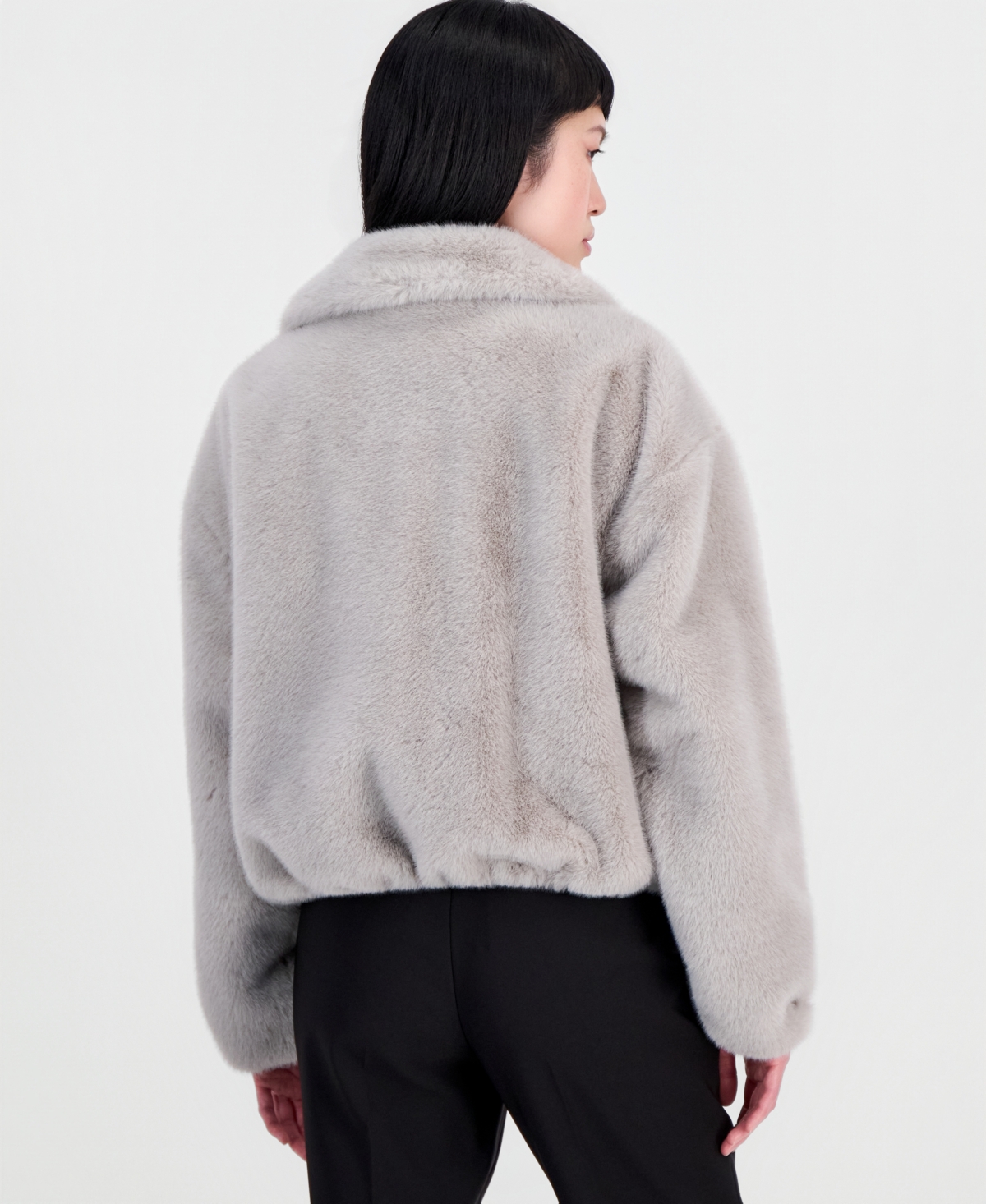 CeCe Women's Collared Faux-Fur Bomber Coat