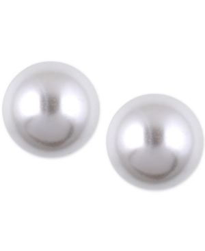 image of Anne Klein Silver-Tone Imitation Pearl Stud Earrings