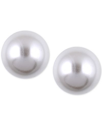 klein anne imitation stud tone pearl earrings silver