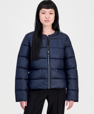 Women's Short Quilted Puffer Collarless Jacket