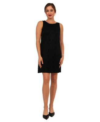 Women's Lace Sleeveless Boat Neck Mini Shift Dress