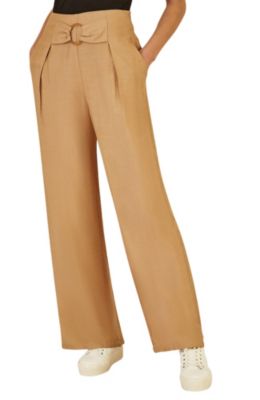 Women's Buckle Detail Wide Leg Pants