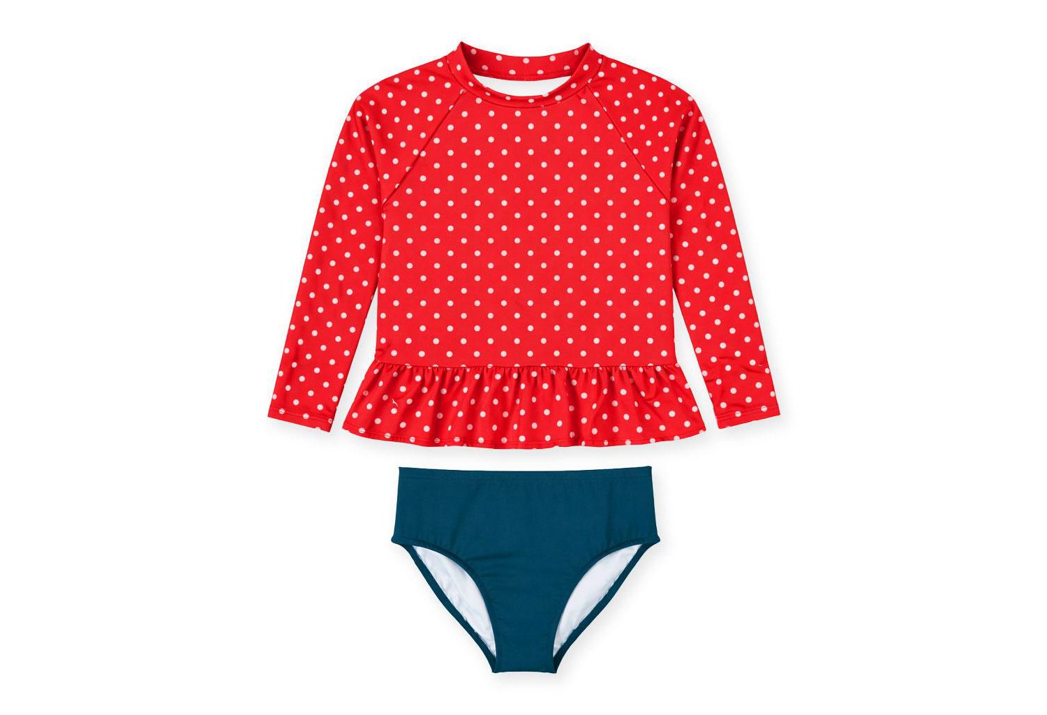 Little Girls Polka Dot Rashguard Swimsuit