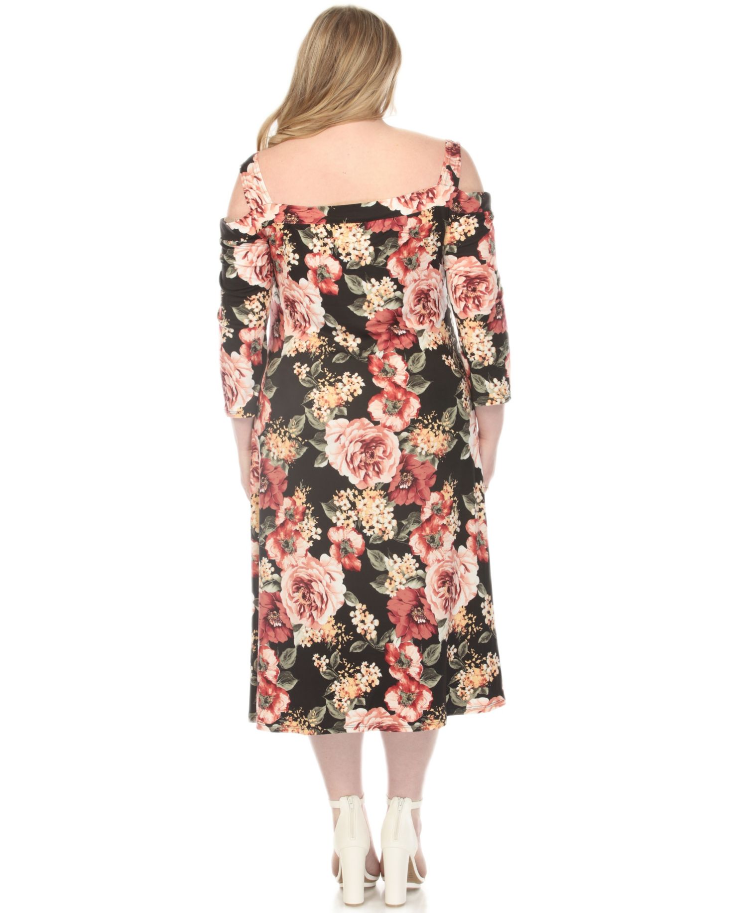 Plus Size Cold Shoulder Floral Print Maternity Dress