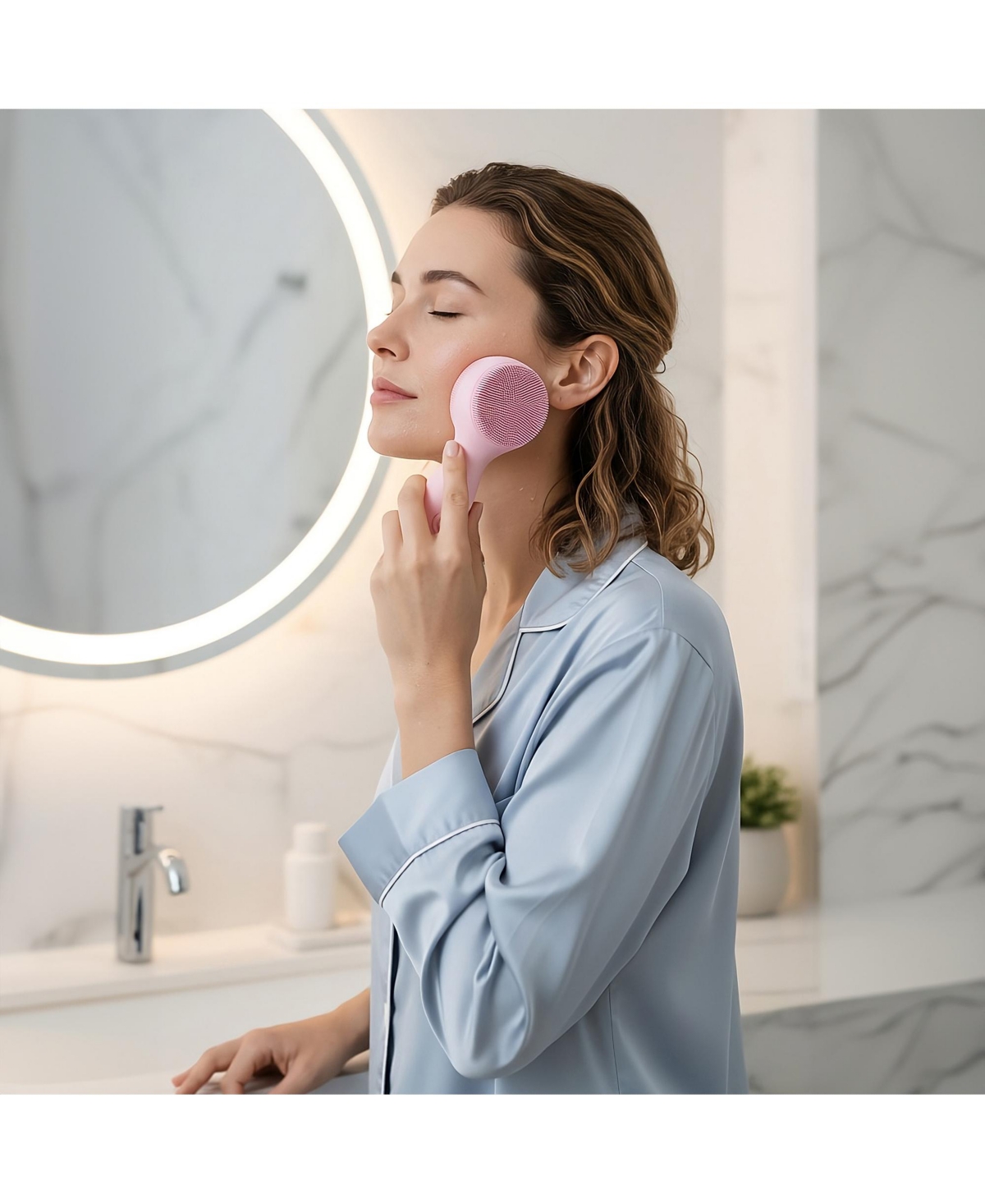3-in-1 Sonic Facial Cleanser with Heated Jade and 7-Color Led Light Therapy