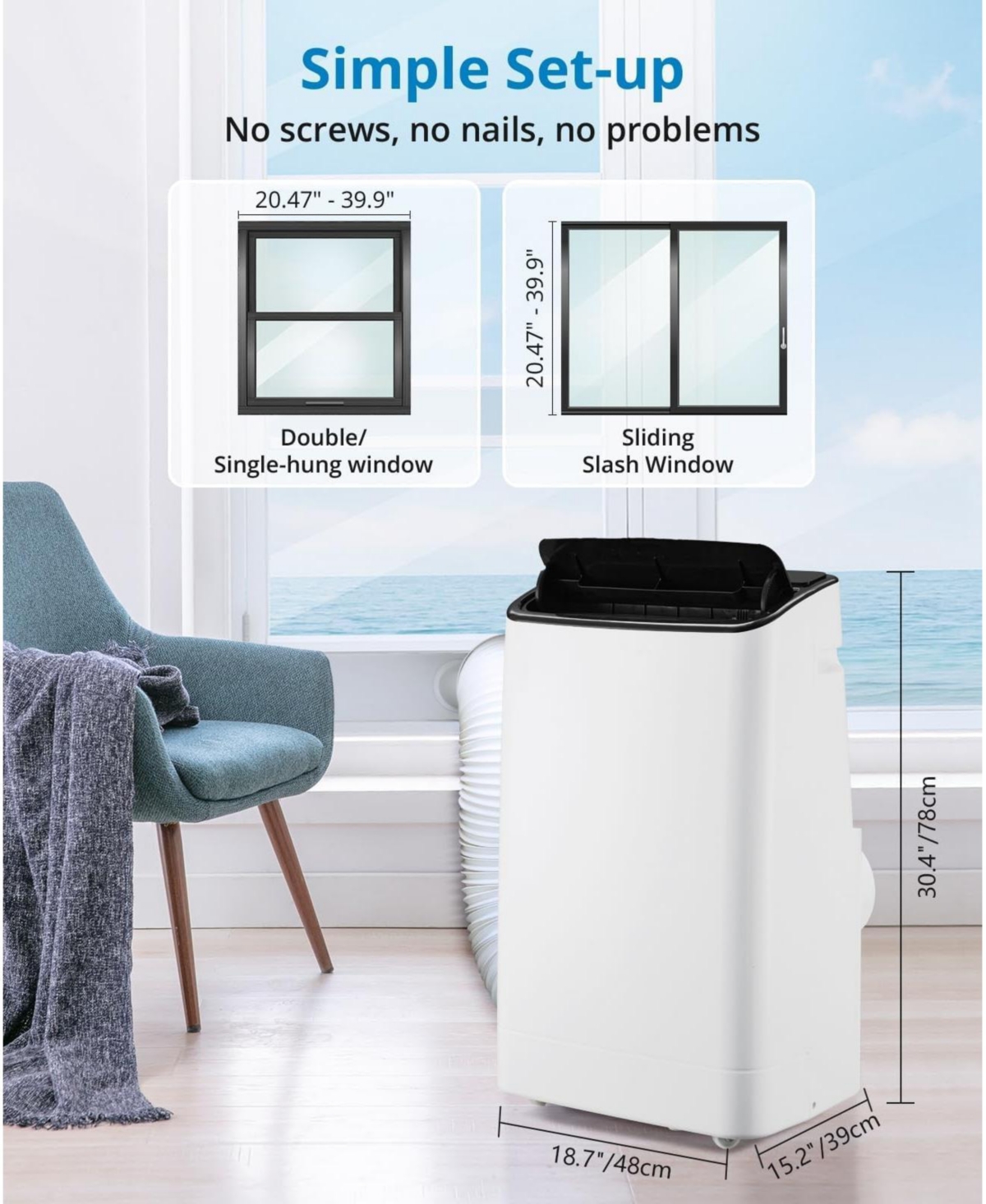 Xo 14,000 Btu Portable Air Conditioner with 3-in-1 Cooling, Dehumidifier and Fan, Remote, Hidden Handles and Window Kit
