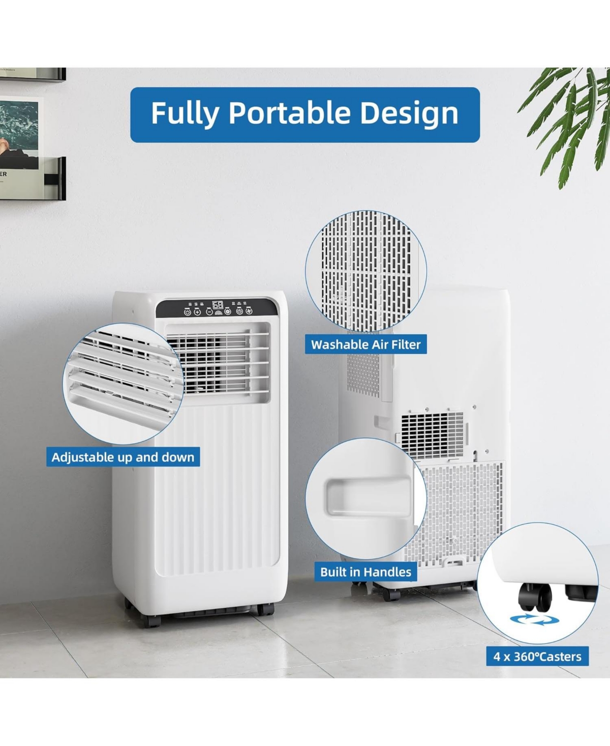 Xo 8000 Btu Portable Air Conditioner with Remote Control, 24H Timer and Smart/ Sleep Mode for Rooms Up to 350 sq.