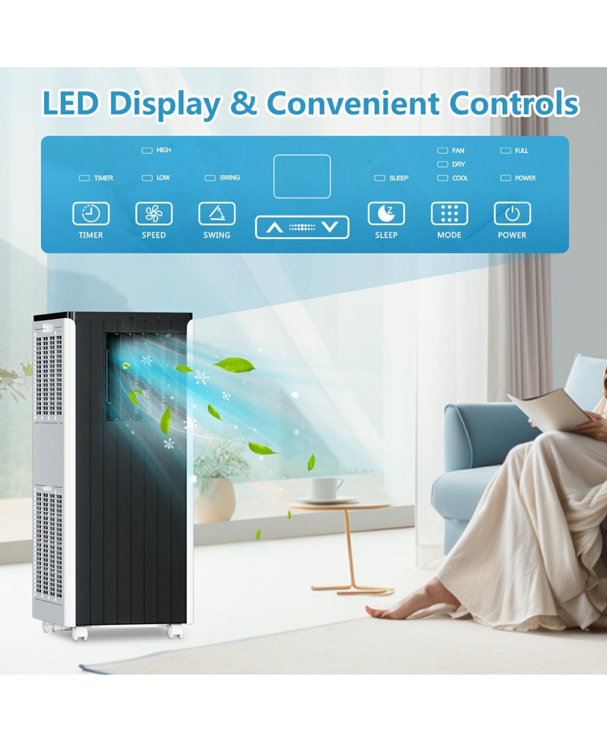 Xo 3-in-1 8000 Btu Portable Air Conditioner with Cooling, Dehumidifier and Fan, Quiet Operation, Cools Up to 350 Sq.Ft.
