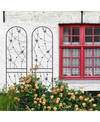 Metal Garden Trellis 86.7" x 19.7" Rustproof Trellis for Climbing Plants Outdoor Flower Support Butterfly Deco
