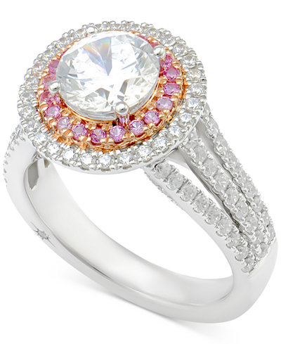 Marchesa Certified Diamond Engagement Ring (2-1/2 ct. t.w.) in 18k White Gold and Rose Gold