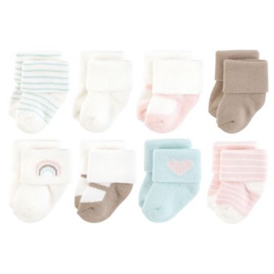 Infant Girls Cotton Rich Newborn and Terry Socks 8-Pack