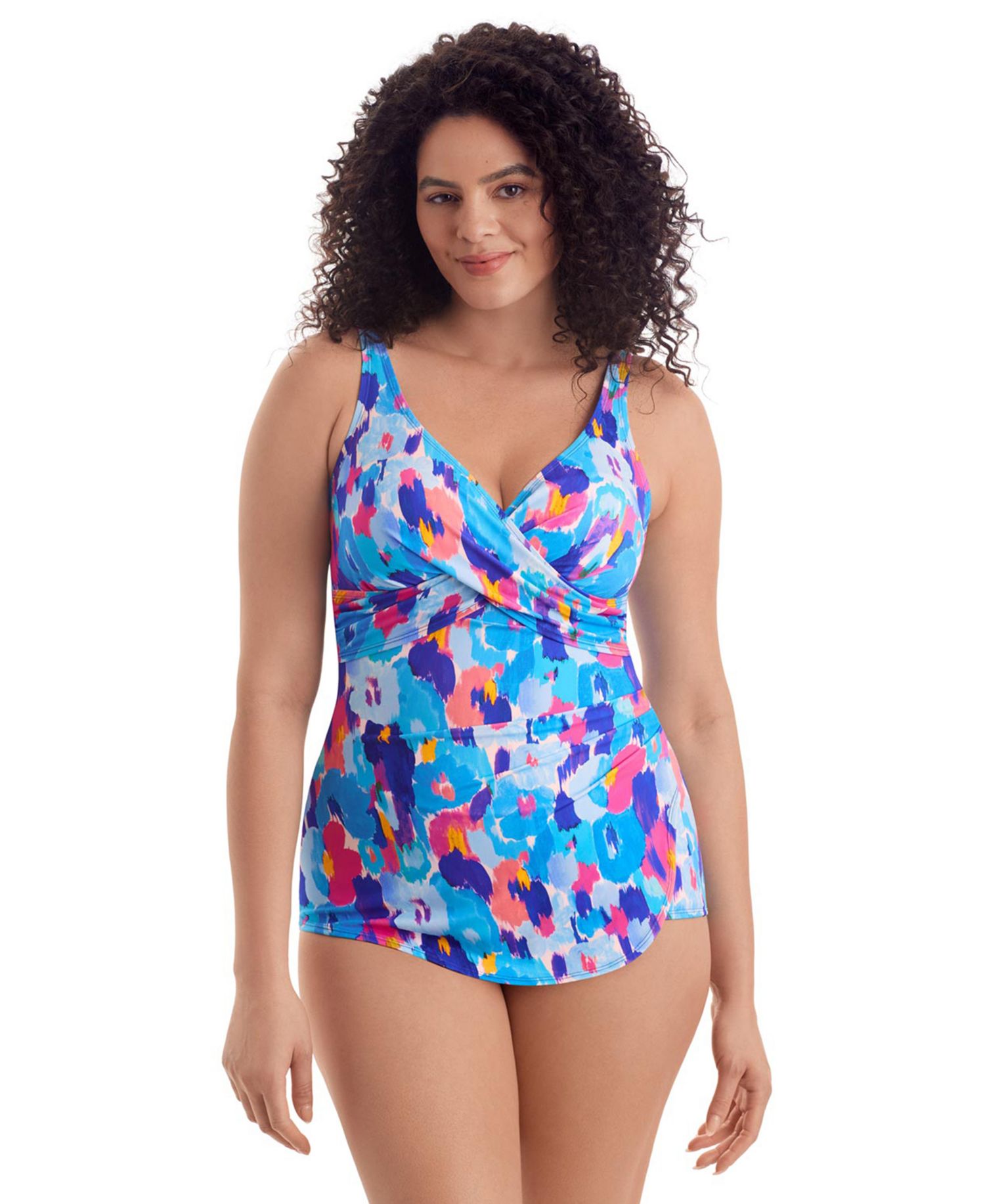 Women's Cross Over V-Neck Printed One-Piece Swimsuit