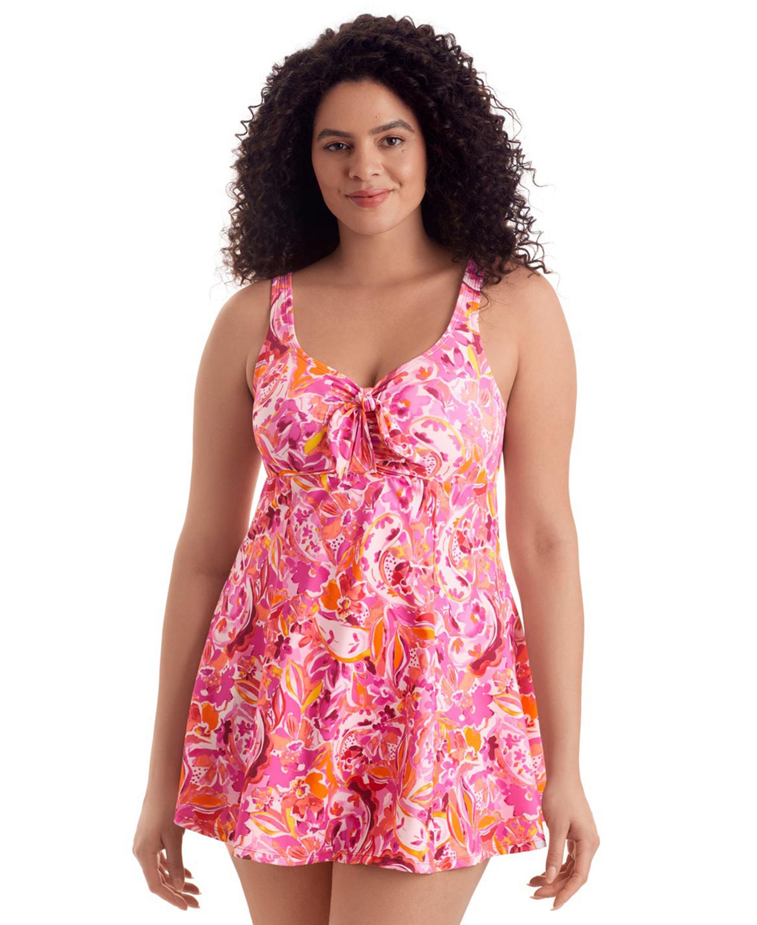 Women's Bow Front Printed Swim Dress