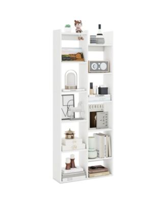11 Tier Bookcase with Anti Tipping Kits Wood Display Shelf Tree Shaped Bookshelf