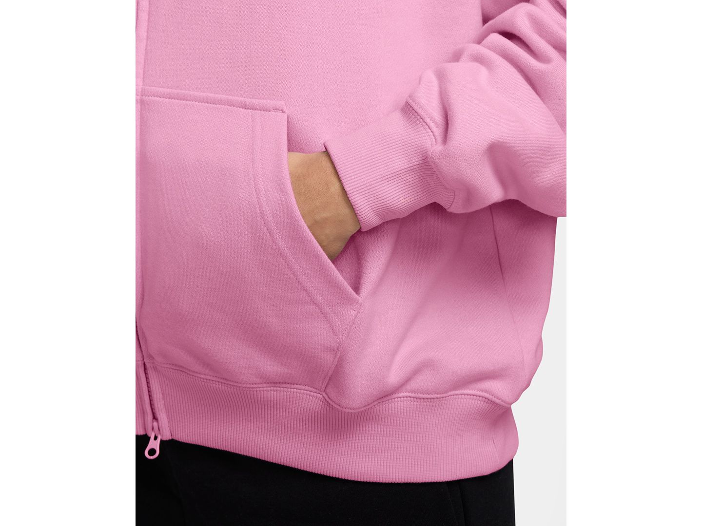 Женское худи Nike Studio Fleece Light Weight Oversized Full-Zip, цвет: Розовый / Молочный, вариант 1 — фото 2