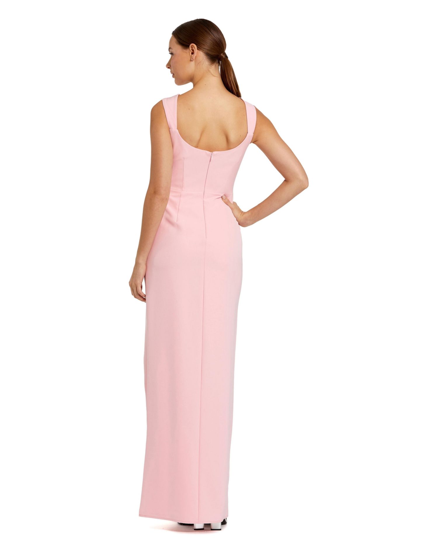 Women's Sleeveless Crepe Gown With Embellished Bows