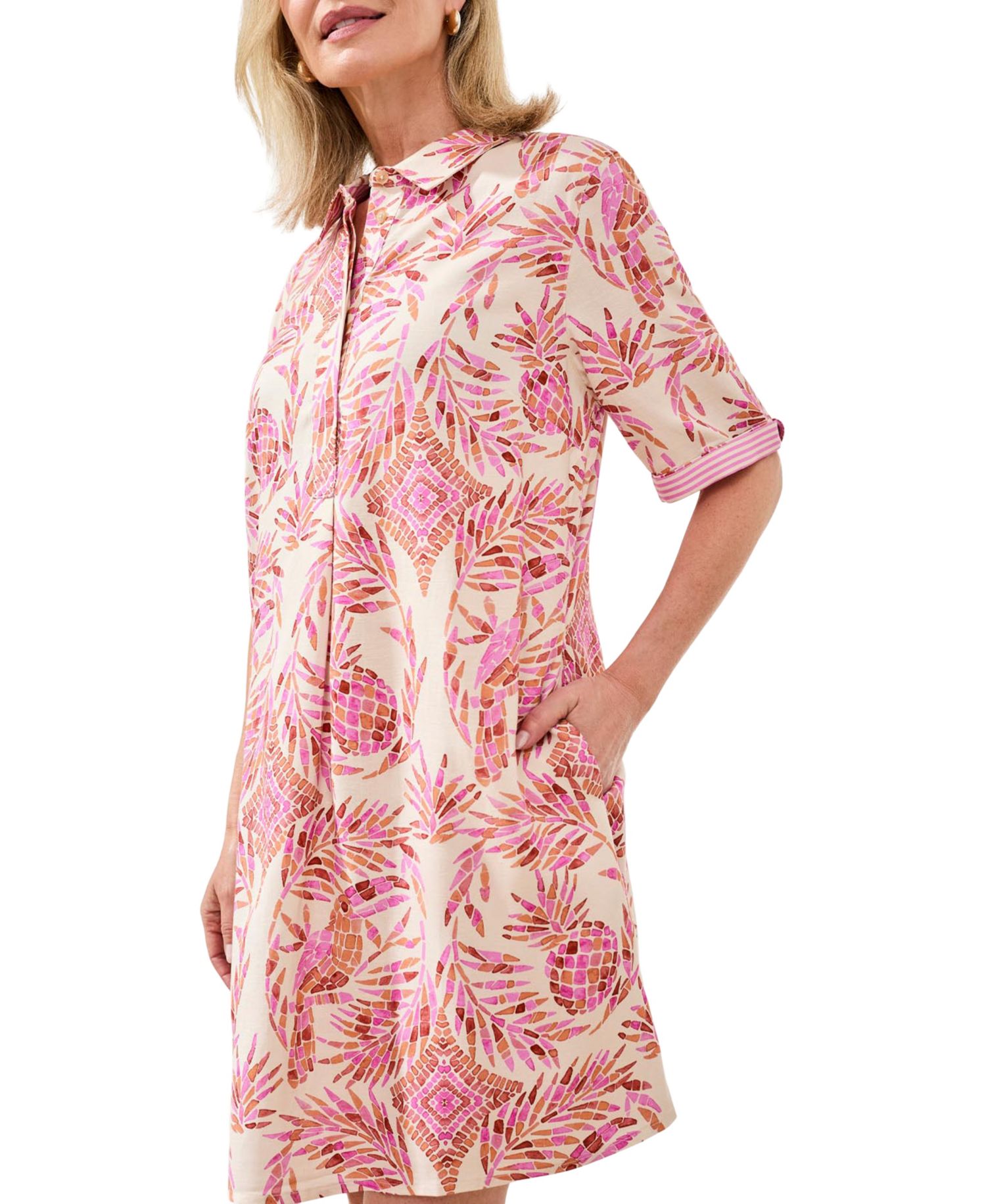 Women's Rayon Linen Button-Front Dress
