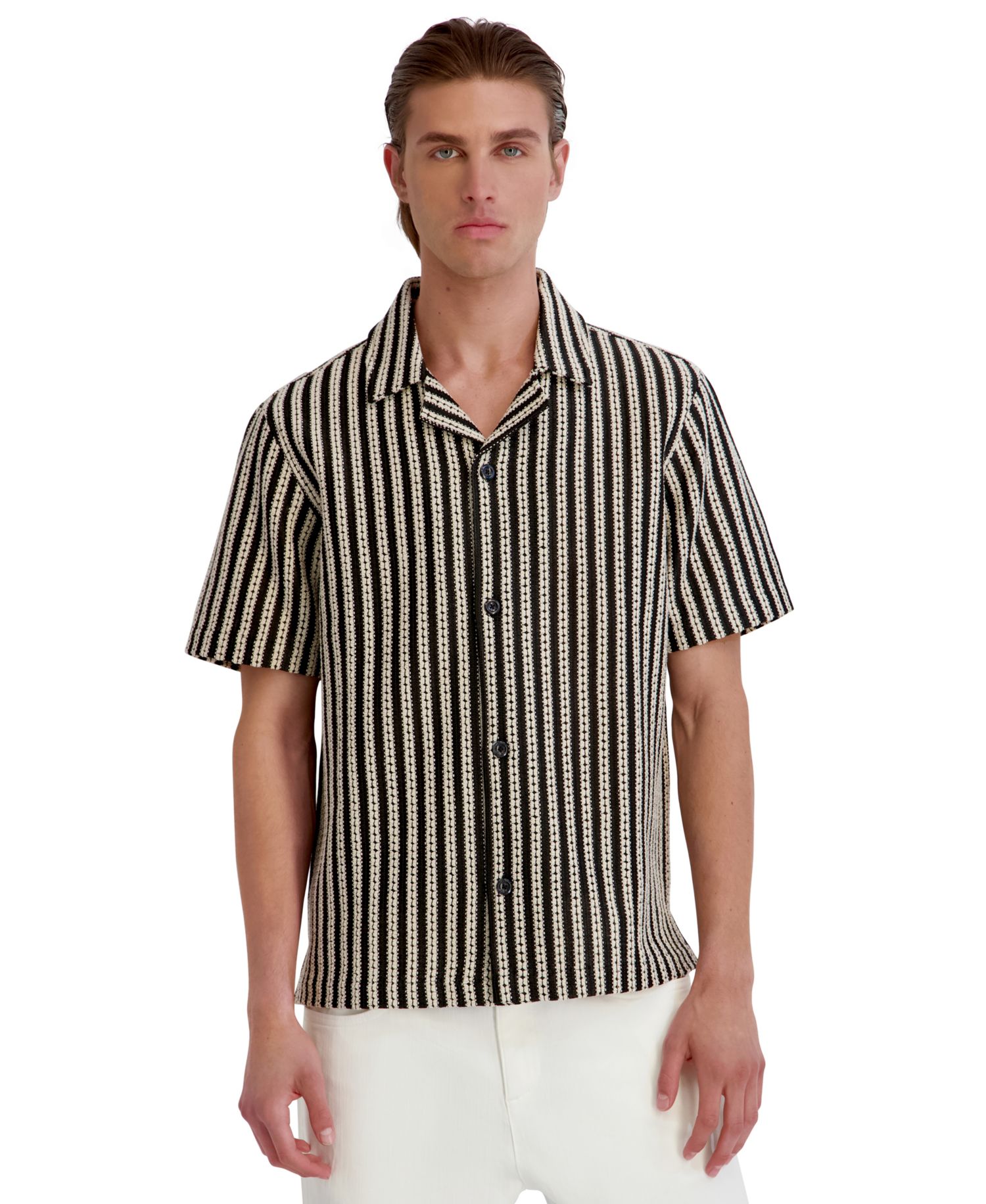 Men's Vertical Stripe Short-Sleeve Shirt