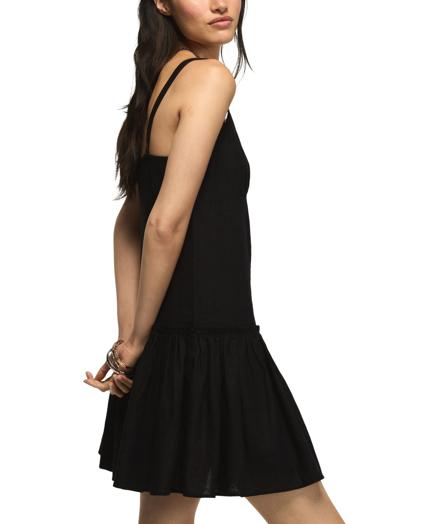 Women's V-Neck Embroidered Drop Waist Mini Dress