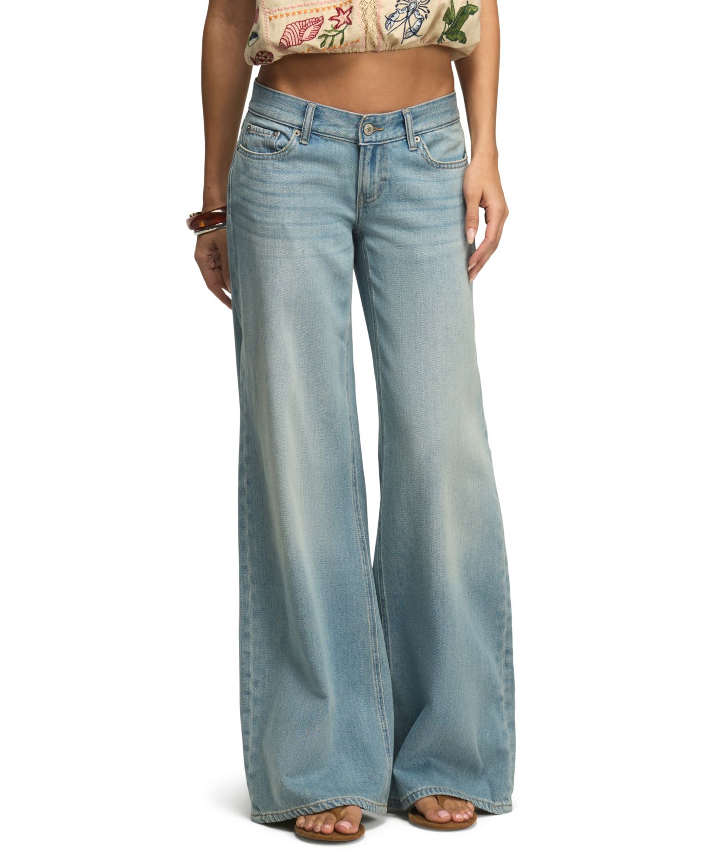 Женские джинсы Lucky Brand Liquid Luxe Low-Rise Ultra Wide-Leg, цвет: Варёный — фото 1