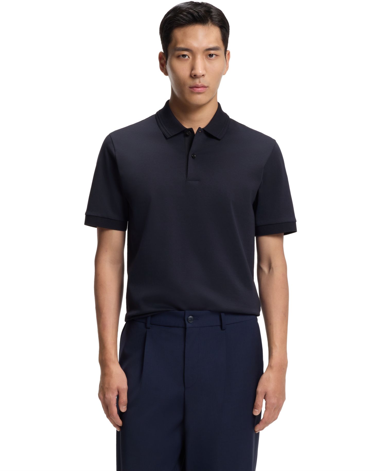 Men's Monogram Under Placket Cotton-Blend Polo Shirt