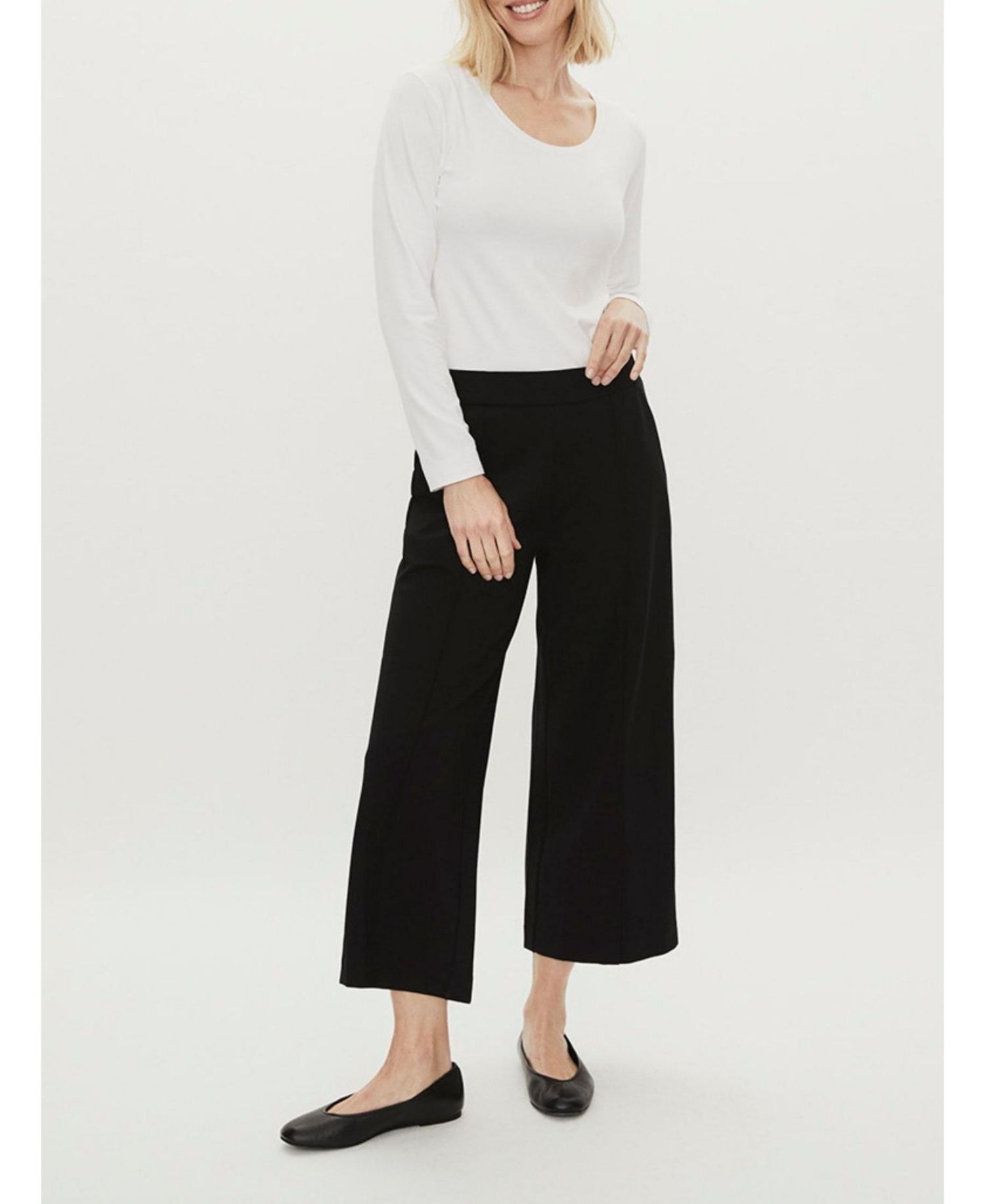 Women's Mid-Rise Cropped Wide-Leg Trousers