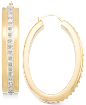 image of Signature Diamonds Hoop Earrings in 14k Gold over Resin Core Diamond and Crystallized Diamond Dust