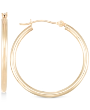 image of Polished Tube Hoop Earrings in 10k Gold