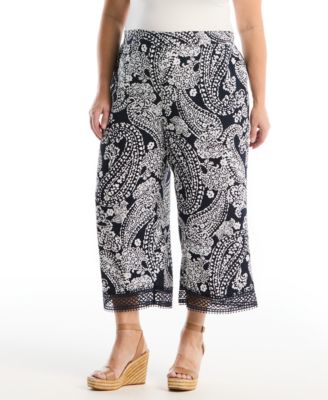 Plus Size Paisley Crochet Trim Pant