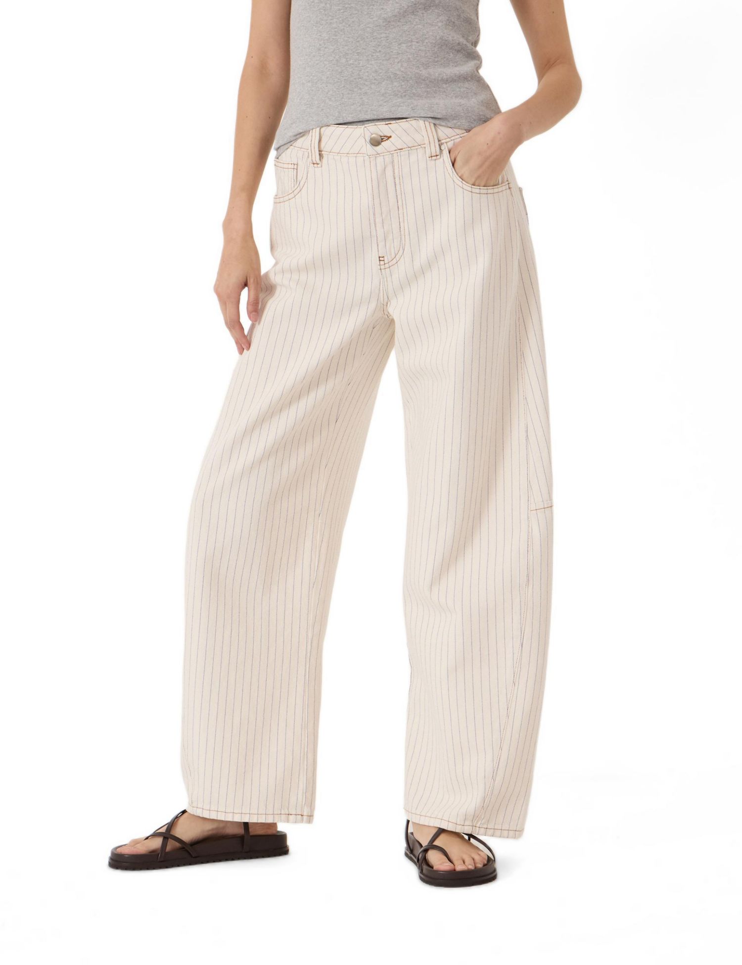 Women's Bree Stripe Horseshoe Barrel Leg Jeans
