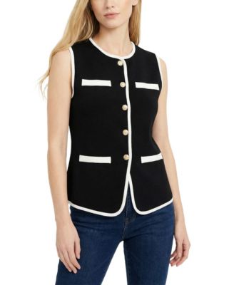 Petite Sleeveless Contrast-Edged Vest