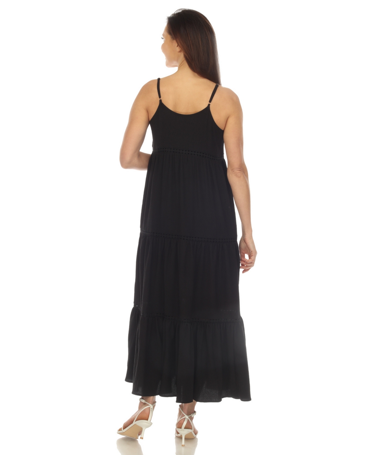 White Mark Women's Scoop Neck Tiered Midi Dress