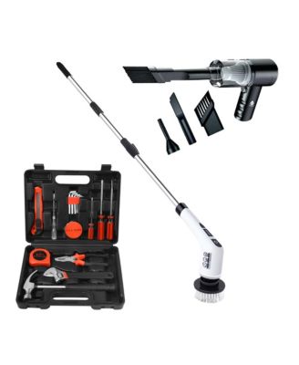 Handy Solutions 16-Piece Tool Kit + Cordless Power Scrubber + 2-in-1 Mini Wireless Vacuum & Air Duster Bundle
