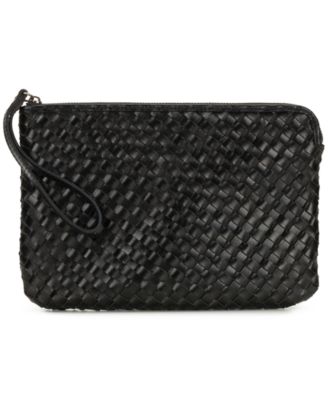 Leisha Woven Leather Zip-Top Wristlet