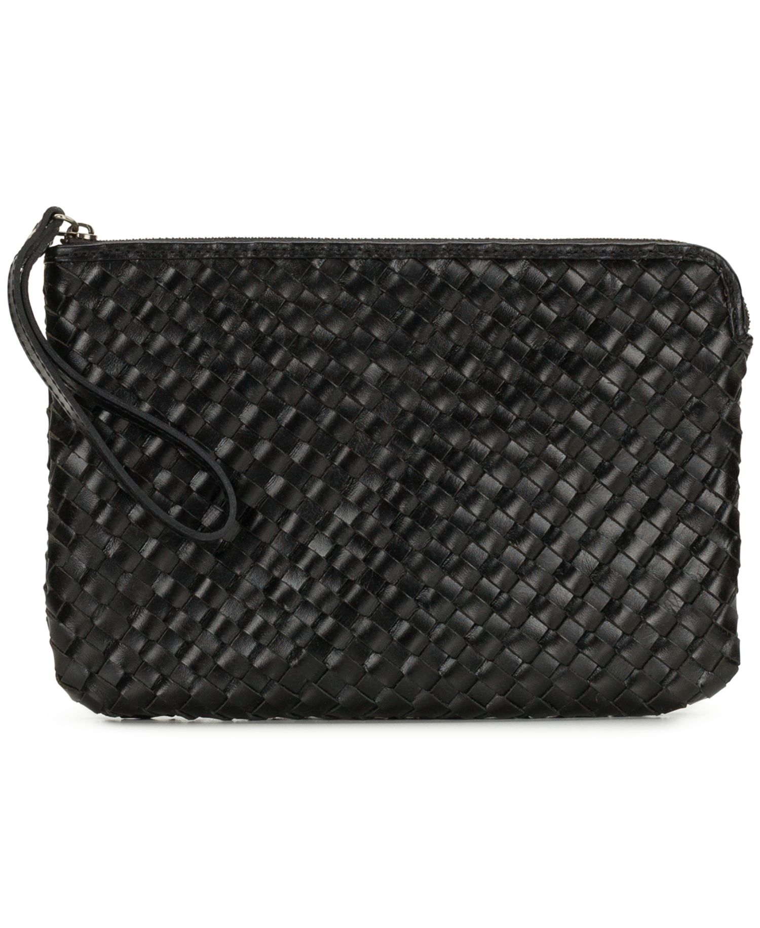 Leisha Woven Leather Zip-Top Wristlet