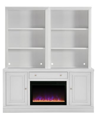 Amren 65" Wood 2-Door Console with Fireplace and 2 Open Hutches