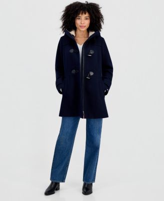 Women's Faux-Fur-Lined Hooded Toggle Coat