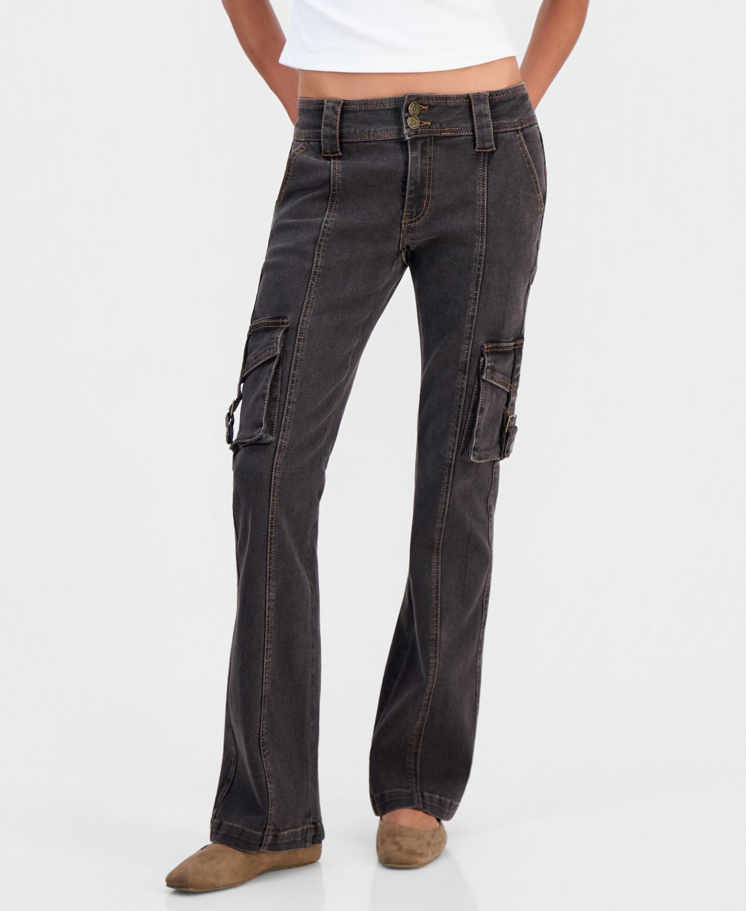 Juniors' Low-Rise Cargo Jeans