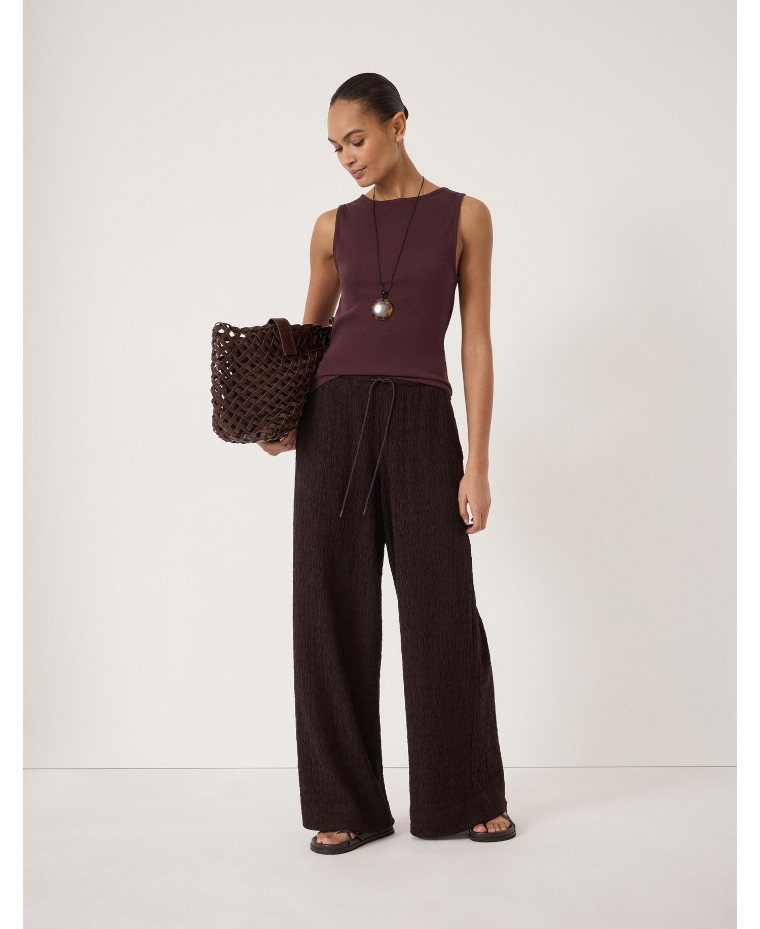 Women's Aria Textured Jersey Wide Leg Pants