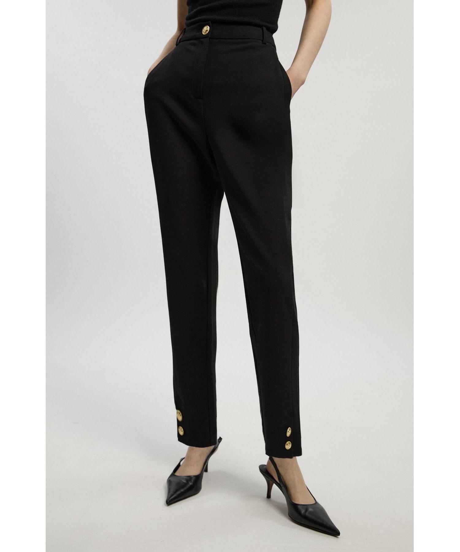 Petite Military Straight Leg Trousers