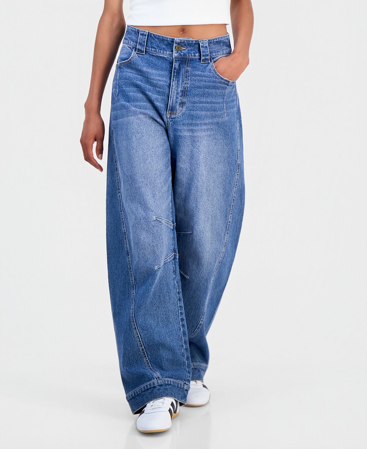 FVR DRM Juniors' Wide Barrel-Leg Jeans view 3 — MAYCSS fashion products