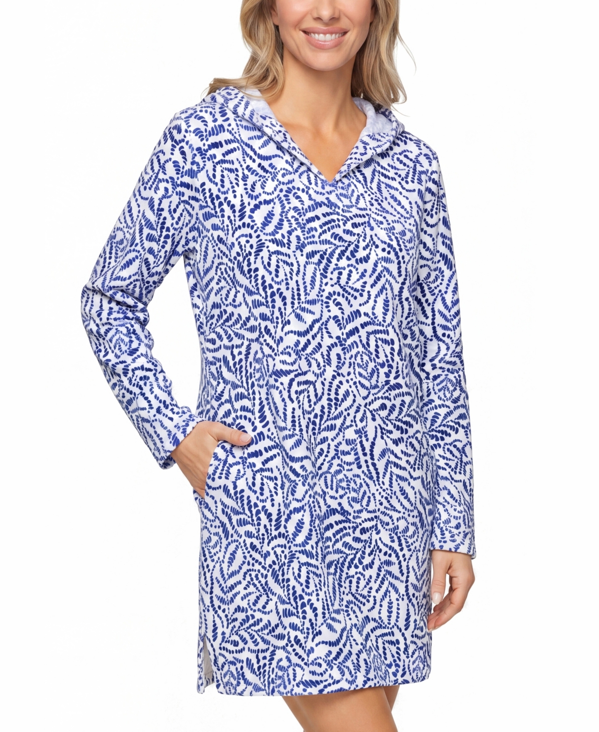 Island Escape Women's Cotton Coastal Printed Swim Cover Up Dress