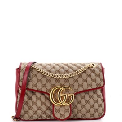 Medium GG Marmont Flap Bag Diagonal Quilted GG Canvas with Leather