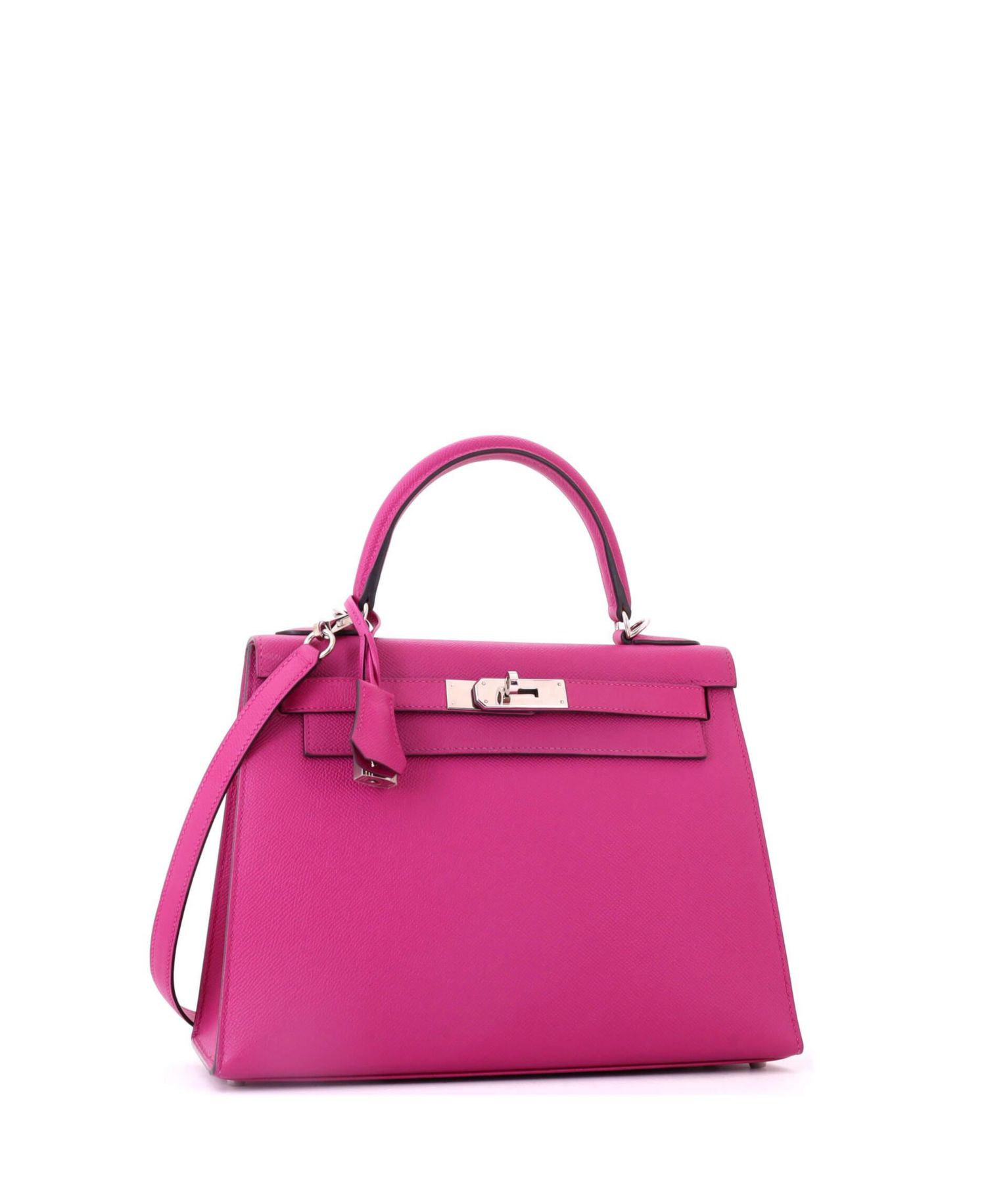 Kelly 28 Handbag Pink Epsom with Palladium Hardware
