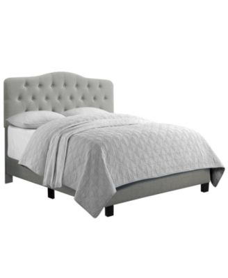 Low Profile Upholstered Bed Button Tufted Bed Frame with Solid Wood Structure and Plush Padding - Full Size