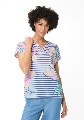 Women's Stripe and Floral T-Shirt